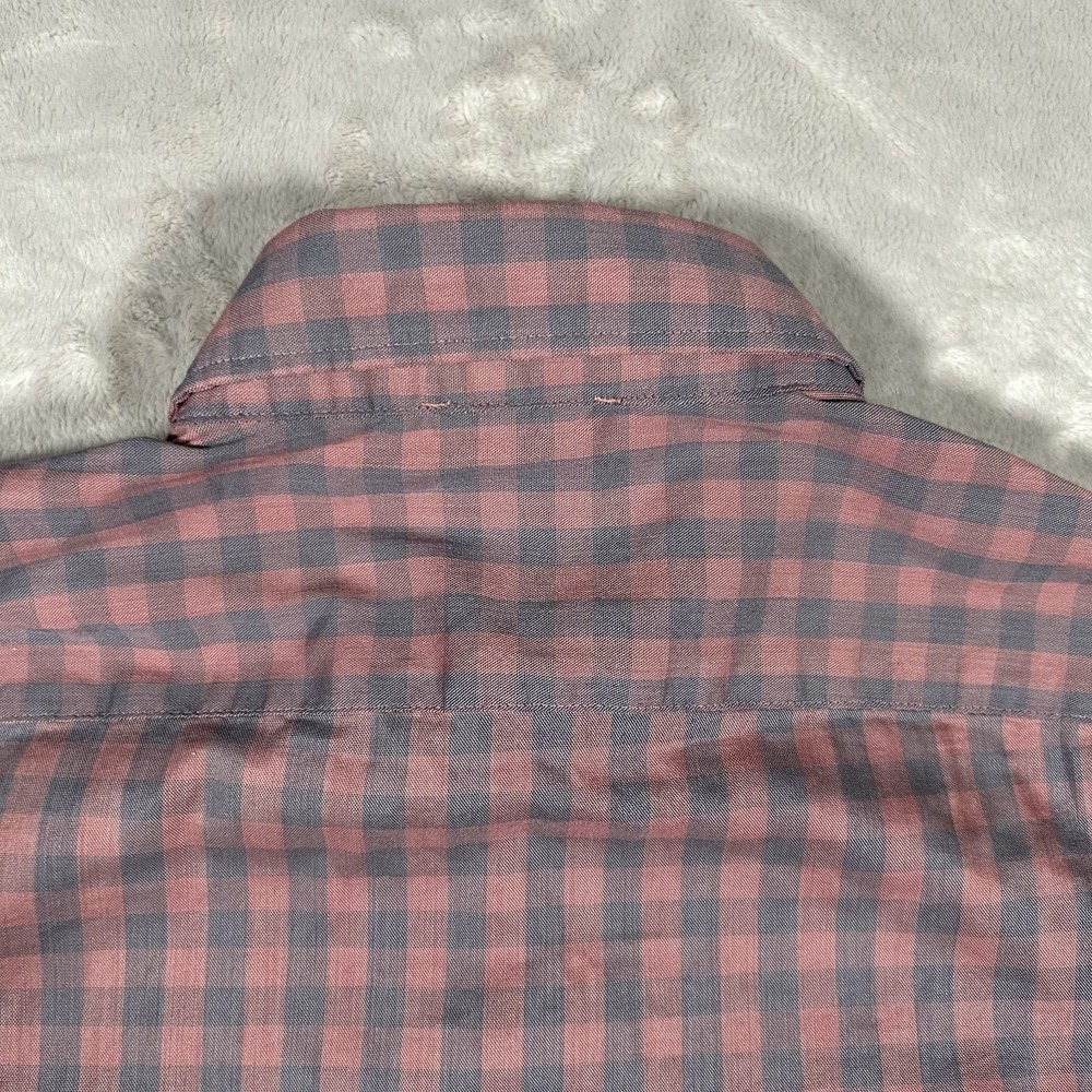 Faherty The Movement Shirt Mens Medium Pink Blue Gingham Plaid Button Down Long - Picture 12 of 16